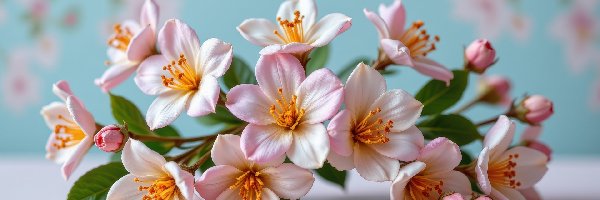 Różowe, Kwiaty, Rozwinięte, Listki, Pąki