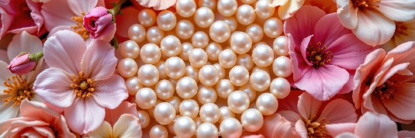 Kwiaty, Perły, Korale, Różowe