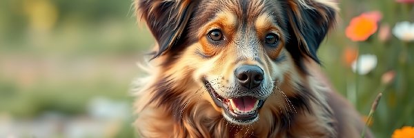 Rudo-brązowy, Radosny, Pies, Grafika AI, Morka