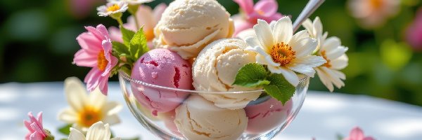 Gałki, Kwiaty, Pucharek, Lody