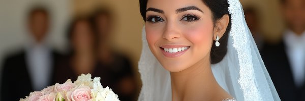 Ślub, Panna młoda, Kobieta, Bukiet, Welon