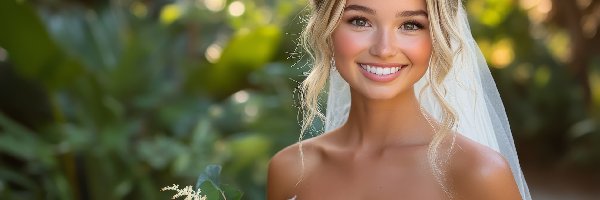 Kobieta, Blondynka, Panna młoda, Welon, Ślub