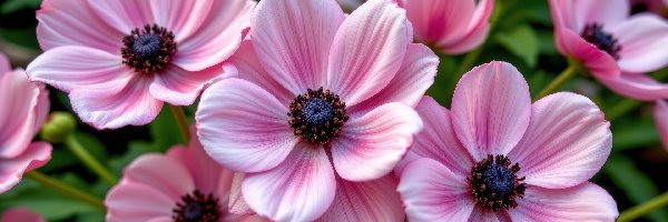 Kwiaty, Zbliżenie, Zawilce, Różowe