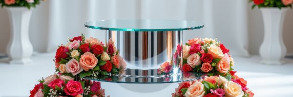 Szklane, Bukiety, Podium, Róże, Kolorowe