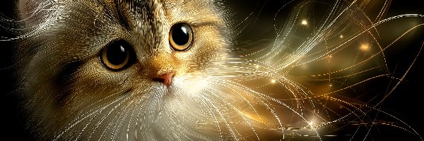 Kot, Długie, Głowa, Grafika AI, Wąsy