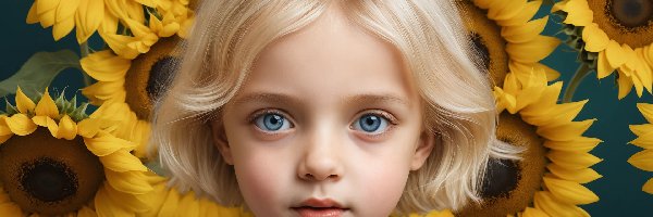 Słoneczniki, Dziewczynka, Dzieci