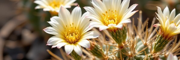 Kaktus, Kwiaty, Białe