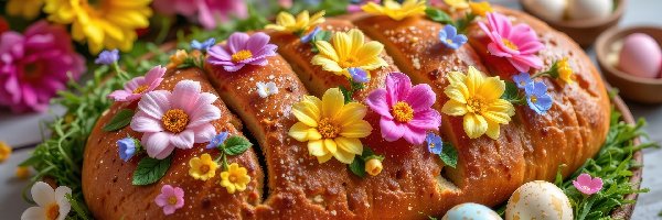 Chleb, Kolorowe, Kwiatki, Wielkanoc, Jajka