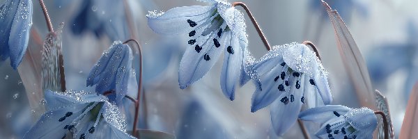 Niebieskie, Grafika AI, Kwiaty, Cebulica syberyjska