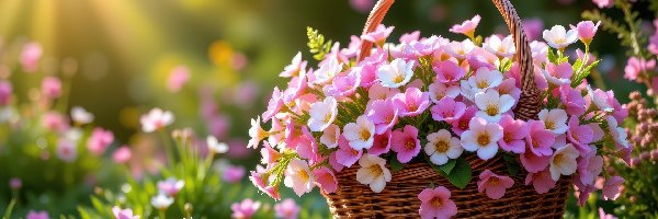 Koszyk, Wiklinowy, Kwiaty