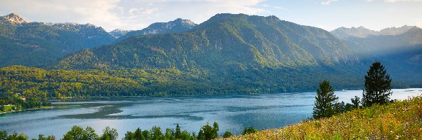 Jezioro Bohinj, Alpy Julijske, Góry, Słowenia, Gmina Bohinj
