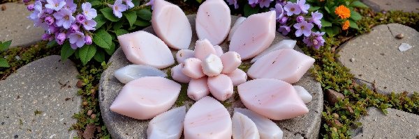 Rośliny, Żółte, Fioletowe, Płyty, Betonowe, Kamienie, Kwiaty