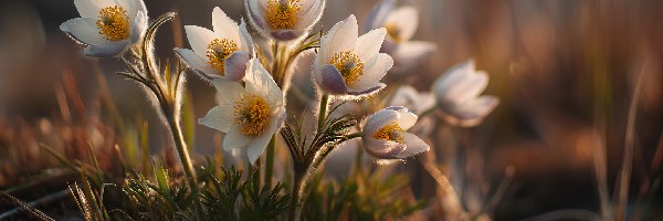 Sasanki, Grafika AI, Kwiaty, Białe