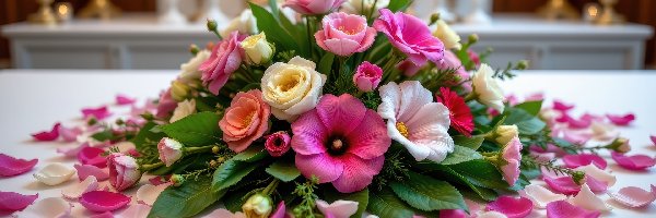 Kwiatów, Kwiaty, Białe, Kolorowe, Bukiet, Płatki, Różowe