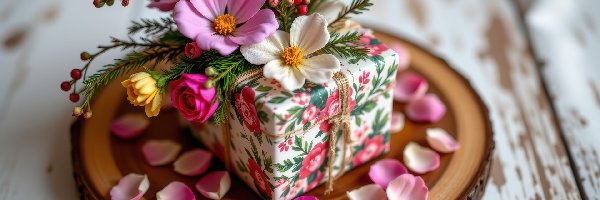 Plaster, Kolorowe, Kwiatów, Płatki, Kwiaty, Drewna, Różowe, Prezent