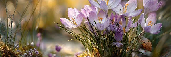 Kwiaty, Grafika AI, Kępka, Krokusy