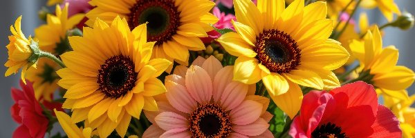 Kolorowe, Bukiet, AI, Kwiaty