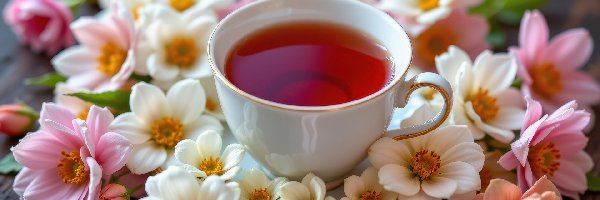 Kwiaty, Herbata, Filiżanka