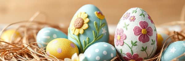 Kolorowe, Gniazdo, Jajka, Wielkanoc
