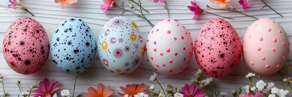 Wielkanoc, Kwiaty, Pisanki, AI, Deski