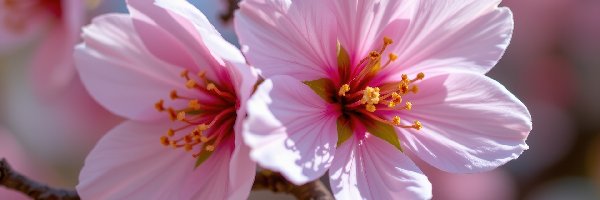 Różowe, Grafika AI, Gałązka, Kwiaty