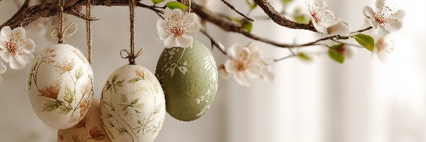 Wielkanoc, Gałązka, Pisanki, Grafika AI, Drzewo owocowe