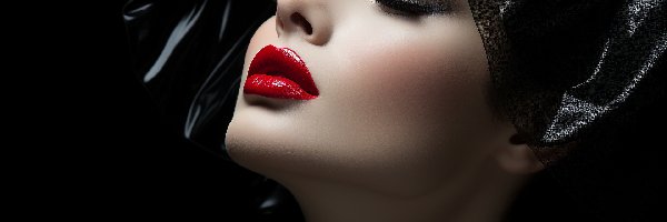 Tło, Materiał, Czarne, AI, Makijaż, Kobieta