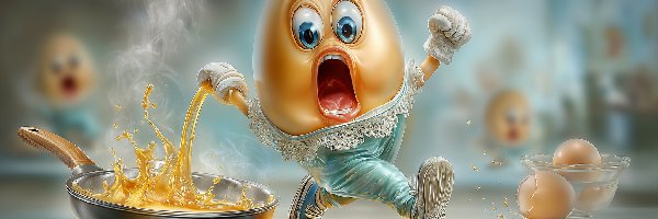 Patelnia, Grafika AI, Jajecznica, Jajko