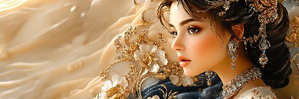 Grafika, Kwiaty, Kobieta, Kolczyki, Biżuteria