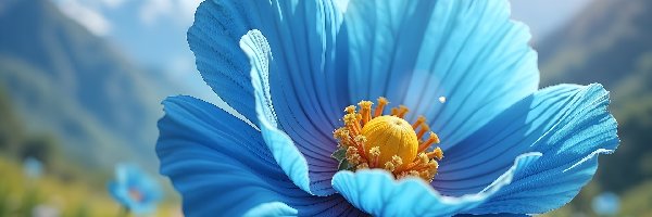 Mak, Zbliżenie, Niebieski, Kwiat