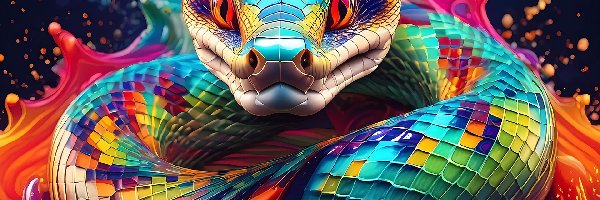 Grafika AI, Wąż, Kolorowy