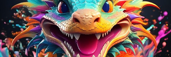 Smok, Fantasy, Głowa, Uśmiechnięty