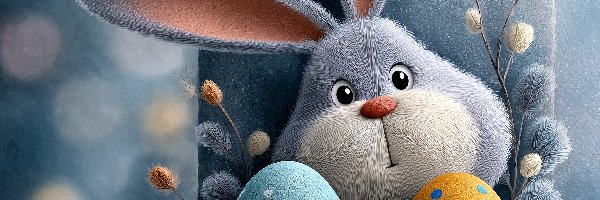 Zajączek, Bazie, Pisanki, Grafika AI, Wielkanoc