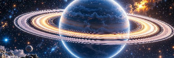 Kosmos, Pierścienie planetarne, Planeta, Grafika, Chmury