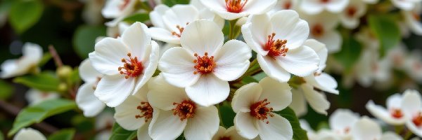 Białe, Czerwone, Kwiaty, Gałązki, Pręciki