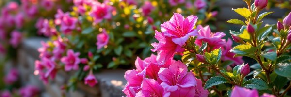 Gałązki, Różanecznik, Azalia, Listki, Kwiaty, Różowe