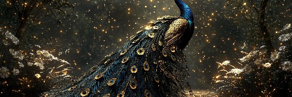 Grafika, Ogon, Paw, Pył, Pawie oczka