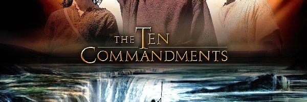 The Ten Commandments, mężczyźni, wodospad, napis, broda