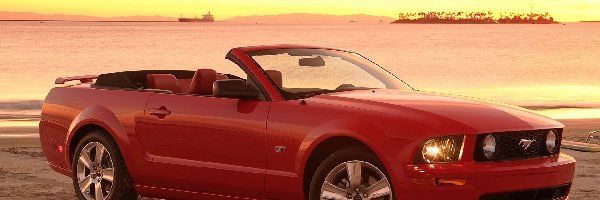 Cabrio, Ford Mustang, Czerwony