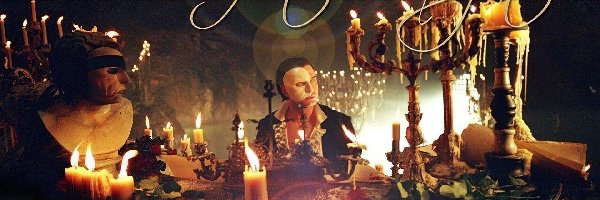 świeczki, maski, stół, Phantom Of The Opera