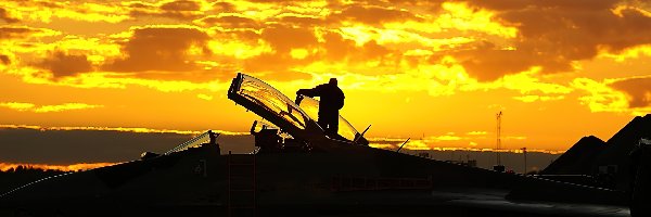 Słońca, F16, Lotnisko, Zachód