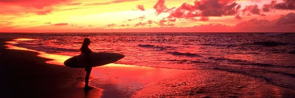 Morze, Zachód Słońca, Hawaje