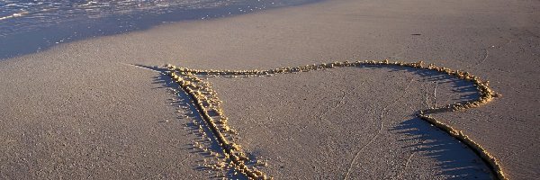 Morze, Walentynki, Serce na Plaży