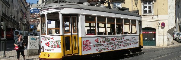 Tramwaj, Portugalia, Lizbona, Domy