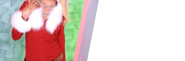 Christina Aguilera, sukienka, czerwona, futerko, białe