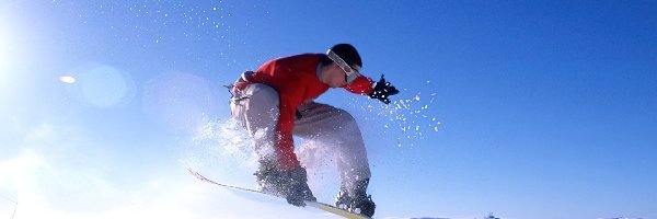 deska, śnieg, snowboardzista, Snowbording