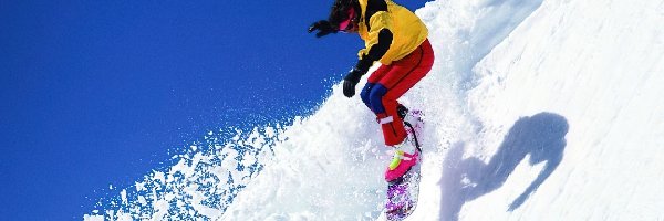 deska, śnieg, snowboardzista, Snowbording