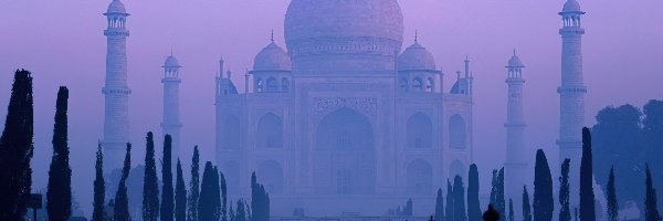 Indie, Mauzoleum, Agra, Mgła, Tadź Mahal
