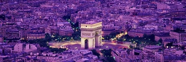 Paryż, Wieczór, Łuk Triumfalny, Francja