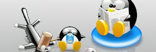 smoczek, kot, mysz, młotek, pingwin, Linux